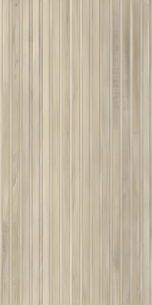 Ikon Amber matte porcelain tile with a fluted wood design, for feature walls. Made in Italy, in a 24x48" size.