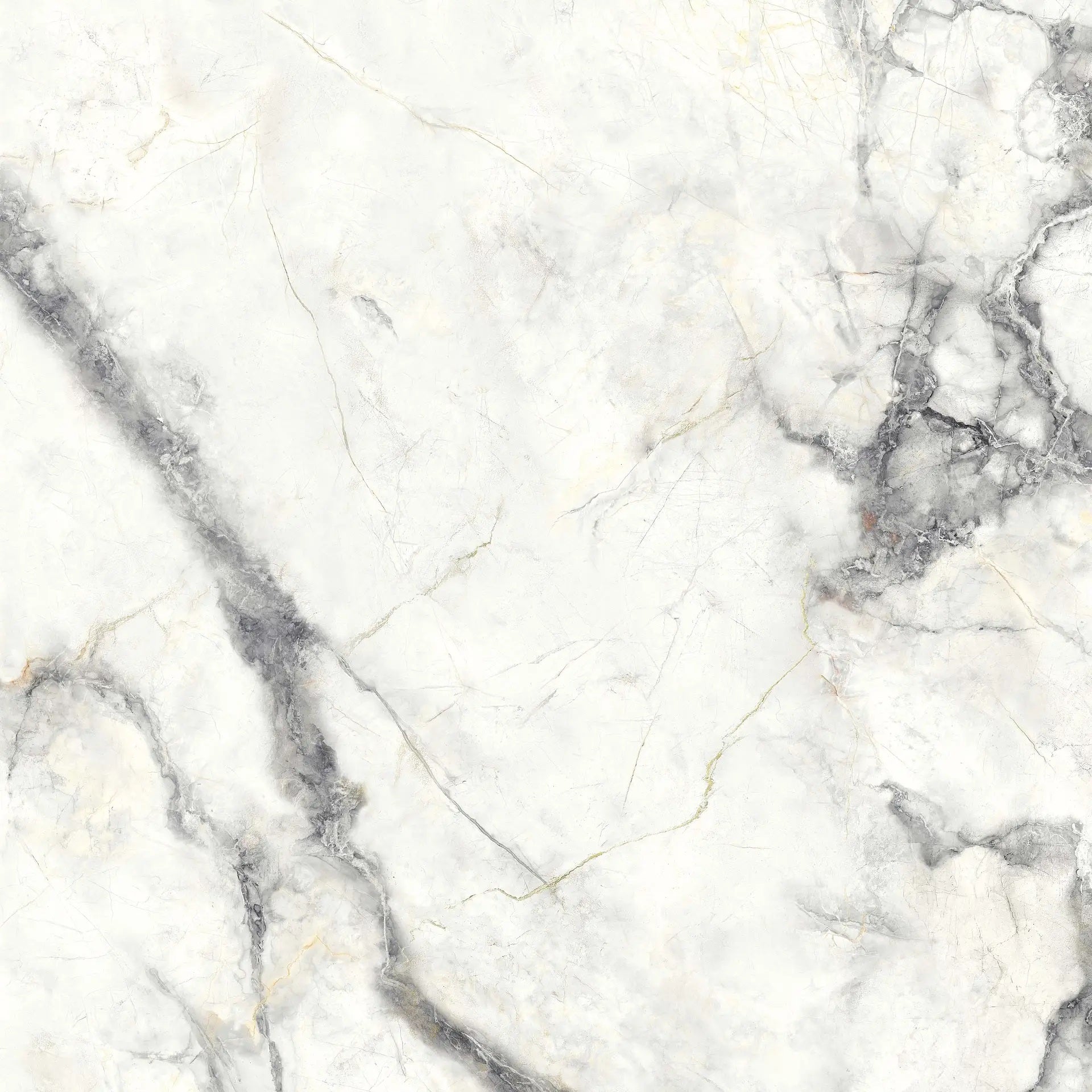 Invisible white marble style matte porcelain tile for floor and wall made in Italy. 24x24" size.