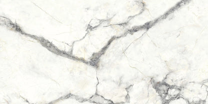 Invisible white marble style matte porcelain tile for floor and wall made in Italy. 24x48" size.