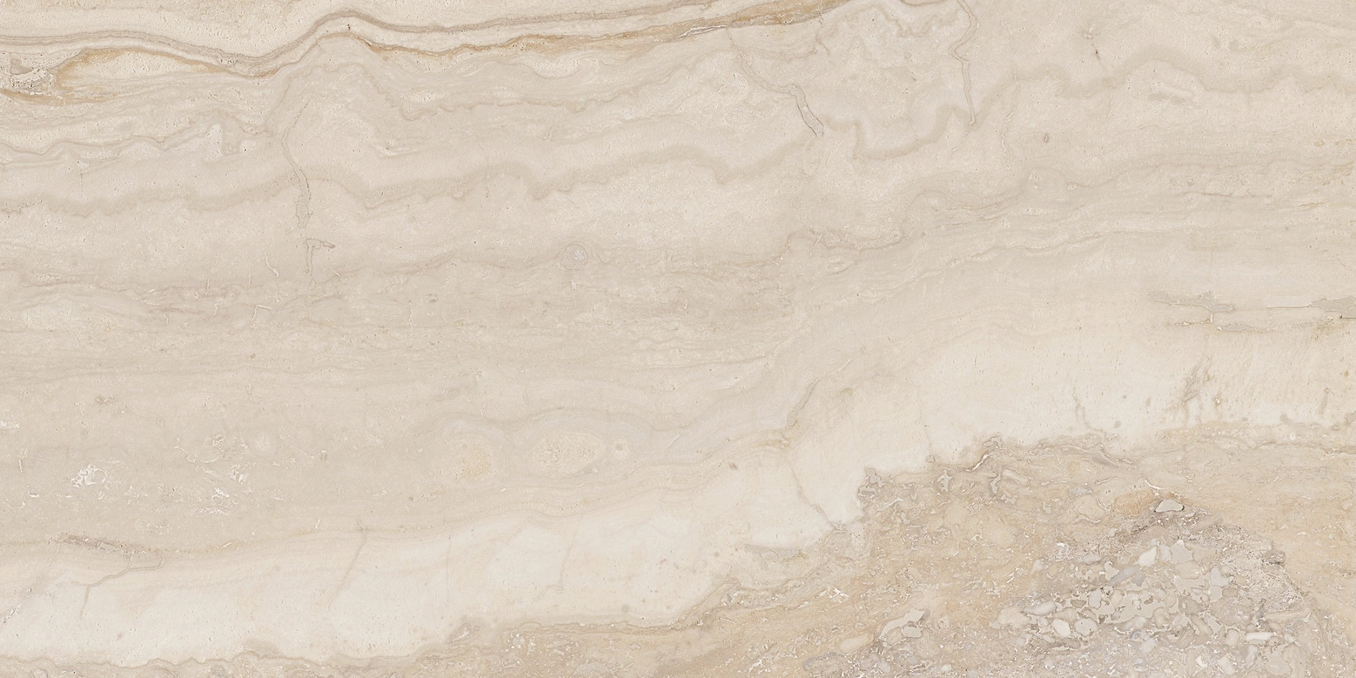 Memento Ambra travertine style polished porcelain tile for floor and wall made in Italy. 12x24" size.