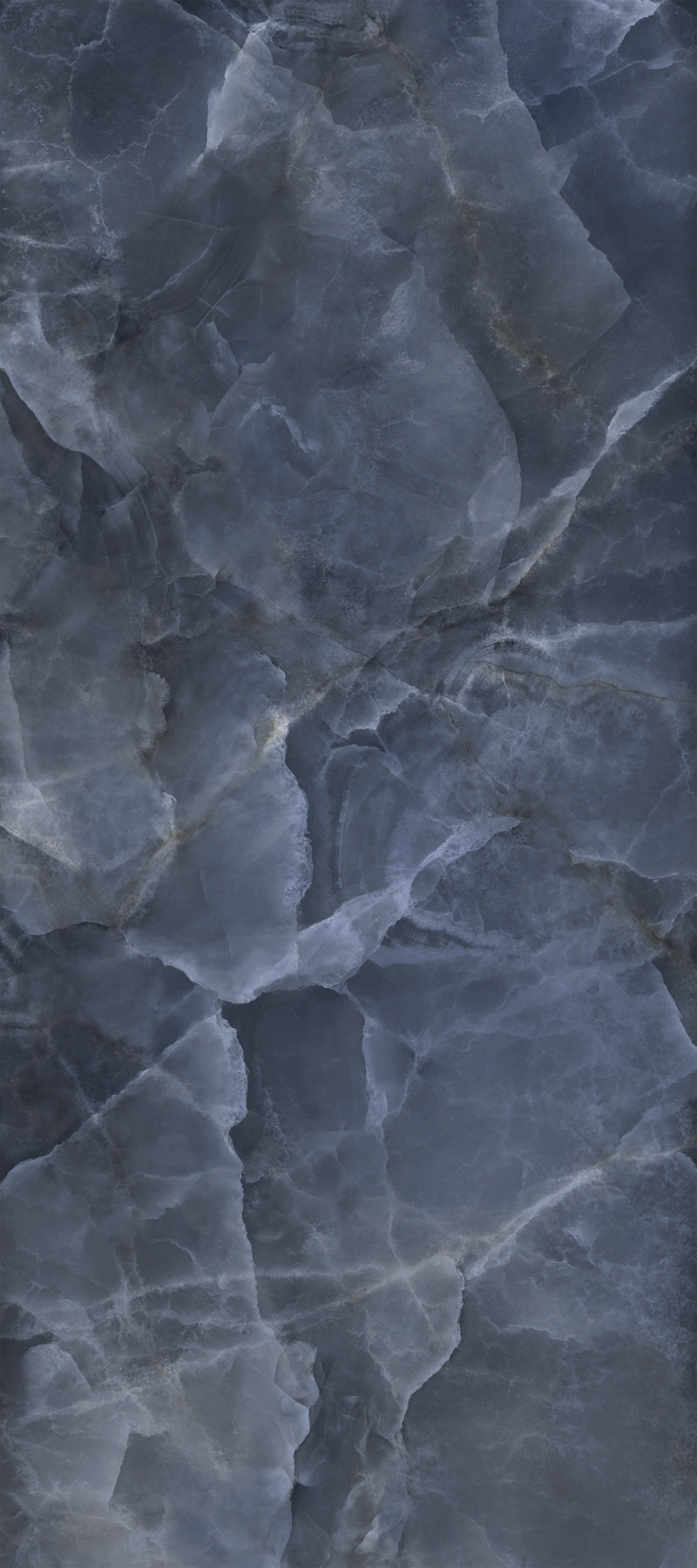 Onyx Blue polished porcelain tile with a natural onyx design, for floors and walls. Made in Italy, in a 24x48" size.