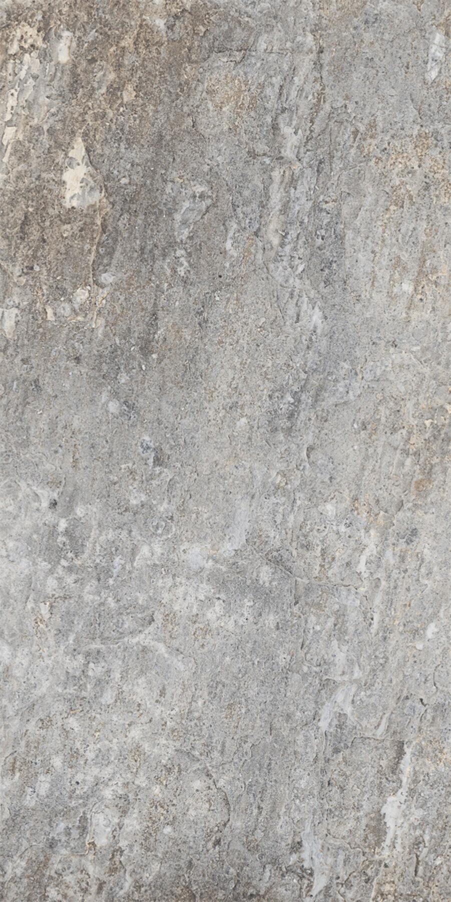 Urano Grigio matte porcelain tile with a grey stone design, for floors and walls. Made in Italy, in a 12x24" size.