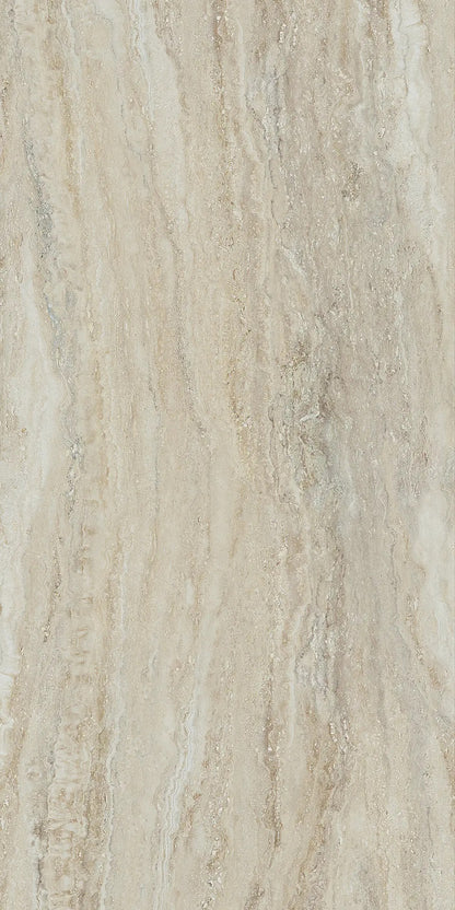 Vision Travertino Natural travertine style polished porcelain tile for floor and wall made in Italy. 12x24" size.